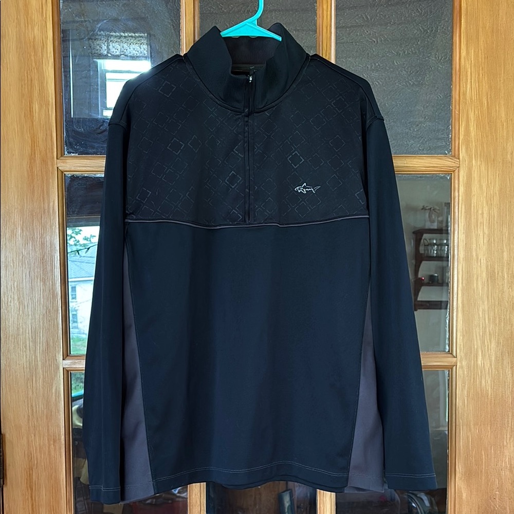 Greg Norman Black midweigjt Quarter-Zip Jacket- men’s- great for chilly golf!